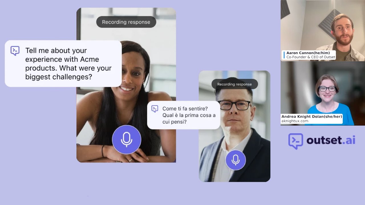 Скриншот видео: демо Outset.ai с CEO Аароном Кэнноном на канале Informed Insights AI + UX