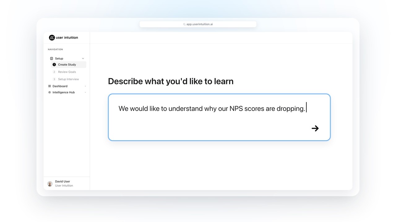 User Intuition — запуск AI-модерируемого пользовательского исследования за три шага